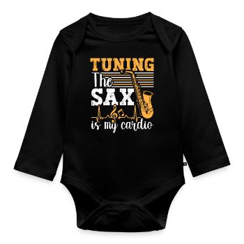 Saxophon Saxophonist - Baby Bio-Langarm-Body - Schwarz - Vorne