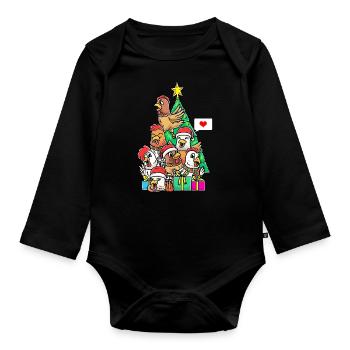 Christmas Chicken Chicken Farmer Chicken Breeding Xmas - Organic Longsleeve Baby Bodysuit - black - Front