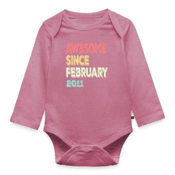 Awesome since March 2011 - Organic Longsleeve Baby Bodysuit - mauve - Front