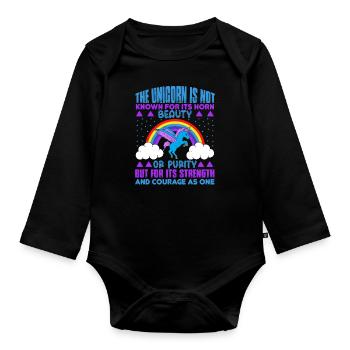 Einhorn The unicorn is not known for beauty - Baby Bio-Langarm-Body - Schwarz - Vorne