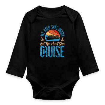Croisière Vacances Rétro Vintage - Body Bébé bio manches longues - noir - Devant
