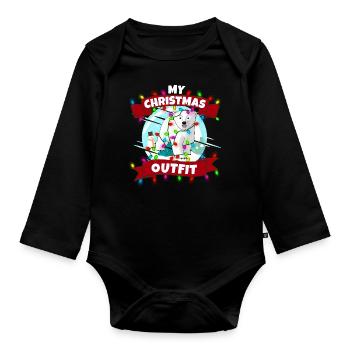 My Christmas Outfit Polar Bear - Organic Longsleeve Baby Bodysuit - black - Front