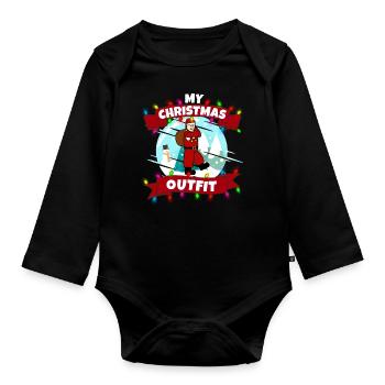 Ma tenue de Noël Père Noël - Body Bébé bio manches longues - noir - Devant