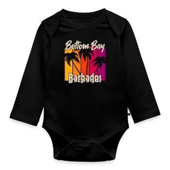 Vintage Bottom Bay Barbados Sunset - Organic Longsleeve Baby Bodysuit - black - Front