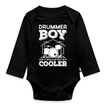 Garçon batteur - Body Bébé bio manches longues - noir - Devant