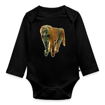 Babouin - Body Bébé bio manches longues - noir - Devant