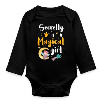 Fantasy Fairy Tale Sister Fairies - Organic Longsleeve Baby Bodysuit - black - Front