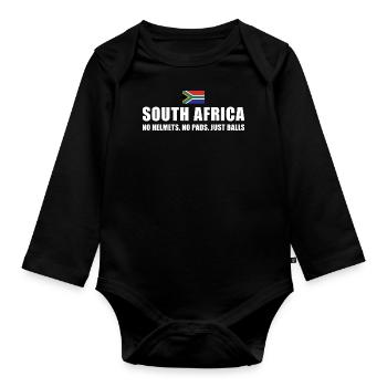 Afrique du Sud Pas de casques Pas de coussinets Afrique du Sud Rugby - Body Bébé bio manches longues - noir - Devant