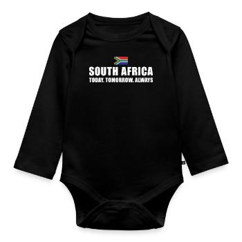 Afrique du Sud Pas de casques Pas de coussinets Afrique du Sud Rugby - Body Bébé bio manches longues - noir - Devant
