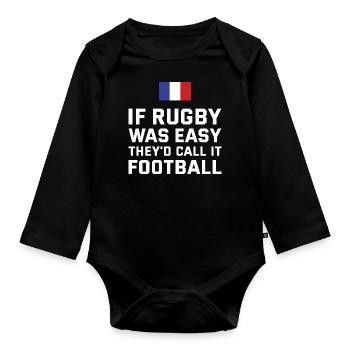 If Rugby Was Easy France Rugby - Organic Longsleeve Baby Bodysuit - black - Front
