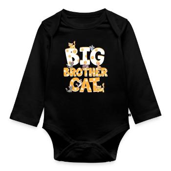 Großer Bruder Katze Bunte Katzen Lustiges - Baby Bio-Langarm-Body - Schwarz - Vorne