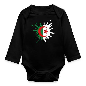 Drapeau Algérien Algérie à l'Algérienne - Body Bébé bio manches longues - noir - Devant