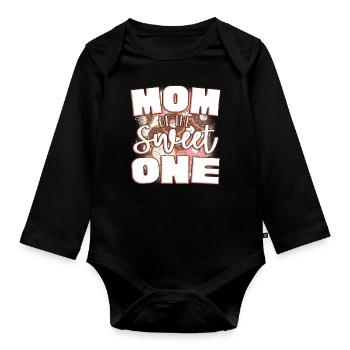 Mama of the sweet - Organic Longsleeve Baby Bodysuit - black - Front