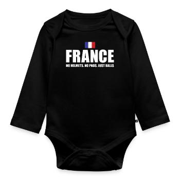 France Pas de casques pas de coussinets juste des ballons France Rugby - Body Bébé bio manches longues - noir - Devant