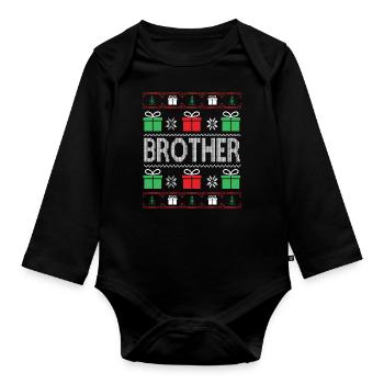 Cadeau de Noël Brother Partenaire Look - Body Bébé bio manches longues - noir - Devant