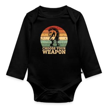 Chess player Chess quote chess game - Organic Longsleeve Baby Bodysuit - black - Front