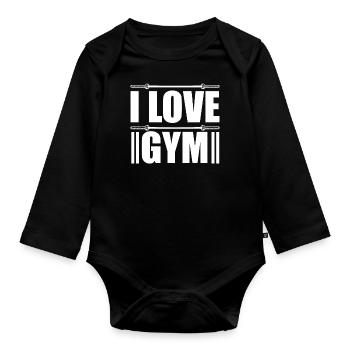 Fitness Muscle Squats Deadlift Athlete Sport - Organic Longsleeve Baby Bodysuit - black - Front