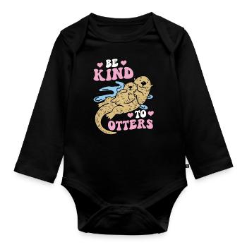 Soyez gentil avec les loutres - Loutre - Body Bébé bio manches longues - noir - Devant