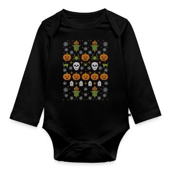 Happy Halloween Ugly - Organic Longsleeve Baby Bodysuit - black - Front