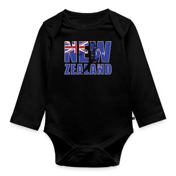 New Zealand Rugby - Baby Bio-Langarm-Body - Schwarz - Vorne