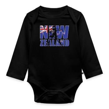 New Zealand Rugby - Baby Bio-Langarm-Body - Schwarz - Vorne
