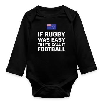 If Rugby Was Easy New Zealand Rugby - Baby Bio-Langarm-Body - Schwarz - Vorne