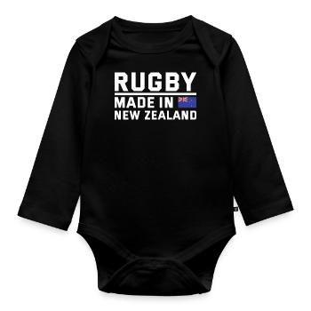 Rugby Made In New Zealand Rugby - Baby Bio-Langarm-Body - Schwarz - Vorne