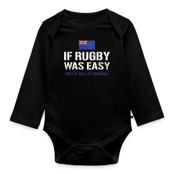 If Rugby Was Easy New Zealand Rugby - Baby Bio-Langarm-Body - Schwarz - Vorne
