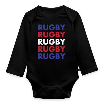 Rugby Rugby Rugby Rugby Rugby New Zealand Rugby - Baby Bio-Langarm-Body - Schwarz - Vorne