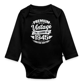 Vintage 1945 Limited Edition - Organic Longsleeve Baby Bodysuit - black - Front