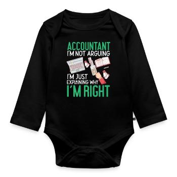 Accountant Bookkeeper Accounting - Organic Longsleeve Baby Bodysuit - black - Front