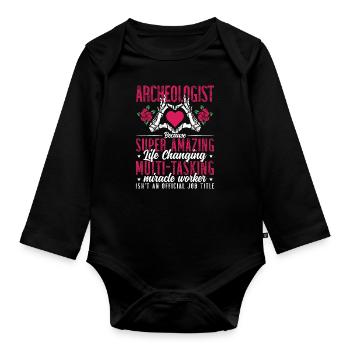 Archaeology Archaeologist Bec Fossil Archaeologist - Organic Longsleeve Baby Bodysuit - black - Front
