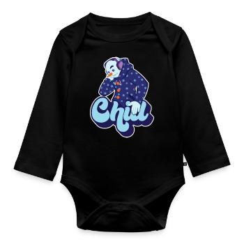 Chill Cool Fun Schneemann Winter Schnee Weihnachtsgeschenk - Baby Bio-Langarm-Body - Schwarz - Vorne