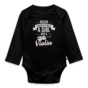 Violoniste Violoniste Violoniste Violoniste - Body Bébé bio manches longues - noir - Devant