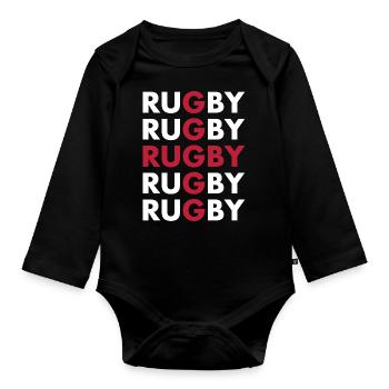 Rugby Rugby Rugby Rugby Rugby England Rugby - Baby Bio-Langarm-Body - Schwarz - Vorne