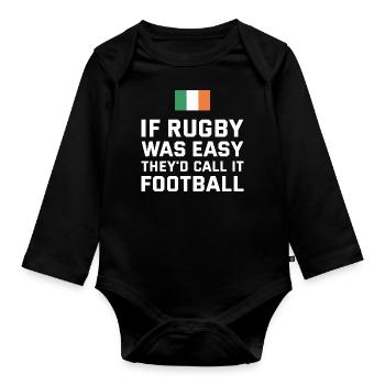If Rugby Was Easy Ireland Rugby - Organic Longsleeve Baby Bodysuit - black - Front
