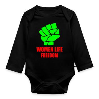 Women life freedom - Baby Bio-Langarm-Body - Schwarz - Vorne