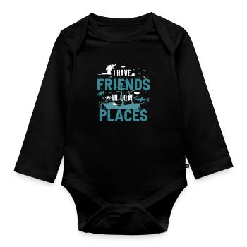 Ich habe Freunde in niedrigen Lagen Shark - Baby Bio-Langarm-Body - Schwarz - Vorne