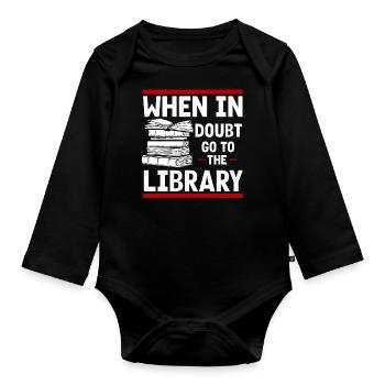 Library Librarian, - Organic Longsleeve Baby Bodysuit - black - Front