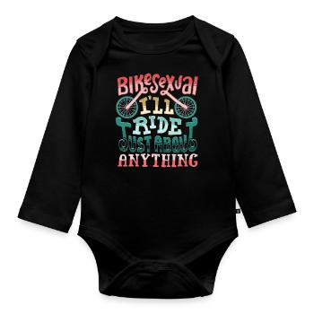 Bikesexual, Bicycle, Cycling - Organic Longsleeve Baby Bodysuit - black - Front