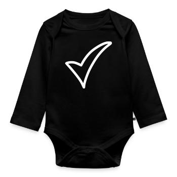 Haken Emoji Skizze Zeichnung weiß - Body Bébé bio manches longues - noir - Devant