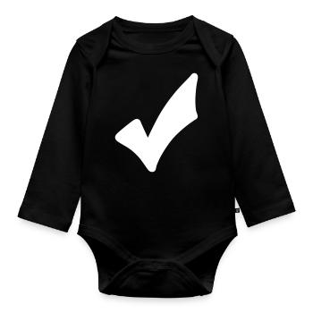 Haken Emoji Skizze Zeichnung weiß - Body Bébé bio manches longues - noir - Devant