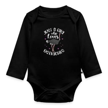 Ostrich Bird Animal Ostrich Africa Safari Gift - Organic Longsleeve Baby Bodysuit - black - Front