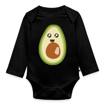 Stylishes Avocado design - Baby Bio-Langarm-Body - Schwarz - Vorne
