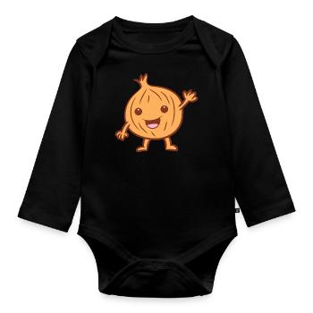 Oignon - oignon ondulant amical - Body Bébé bio manches longues - noir - Devant
