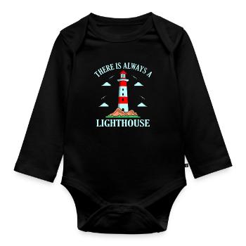 Lighthouse - Organic Longsleeve Baby Bodysuit - black - Front