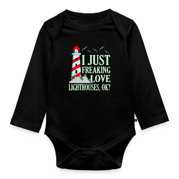 Lighthouse - Organic Longsleeve Baby Bodysuit - black - Front