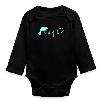 Manatee - Organic Longsleeve Baby Bodysuit - black - Front