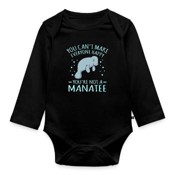 Manatee - Organic Longsleeve Baby Bodysuit - black - Front