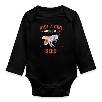 Honigbiene Imker Bienen Biene - Baby Bio-Langarm-Body - Schwarz - Vorne
